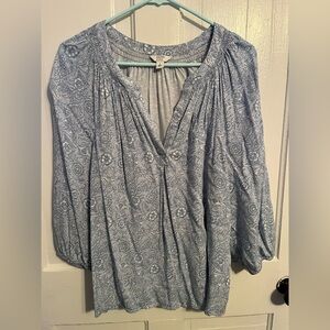 Crown & Ivy Blue Patterned Blouse